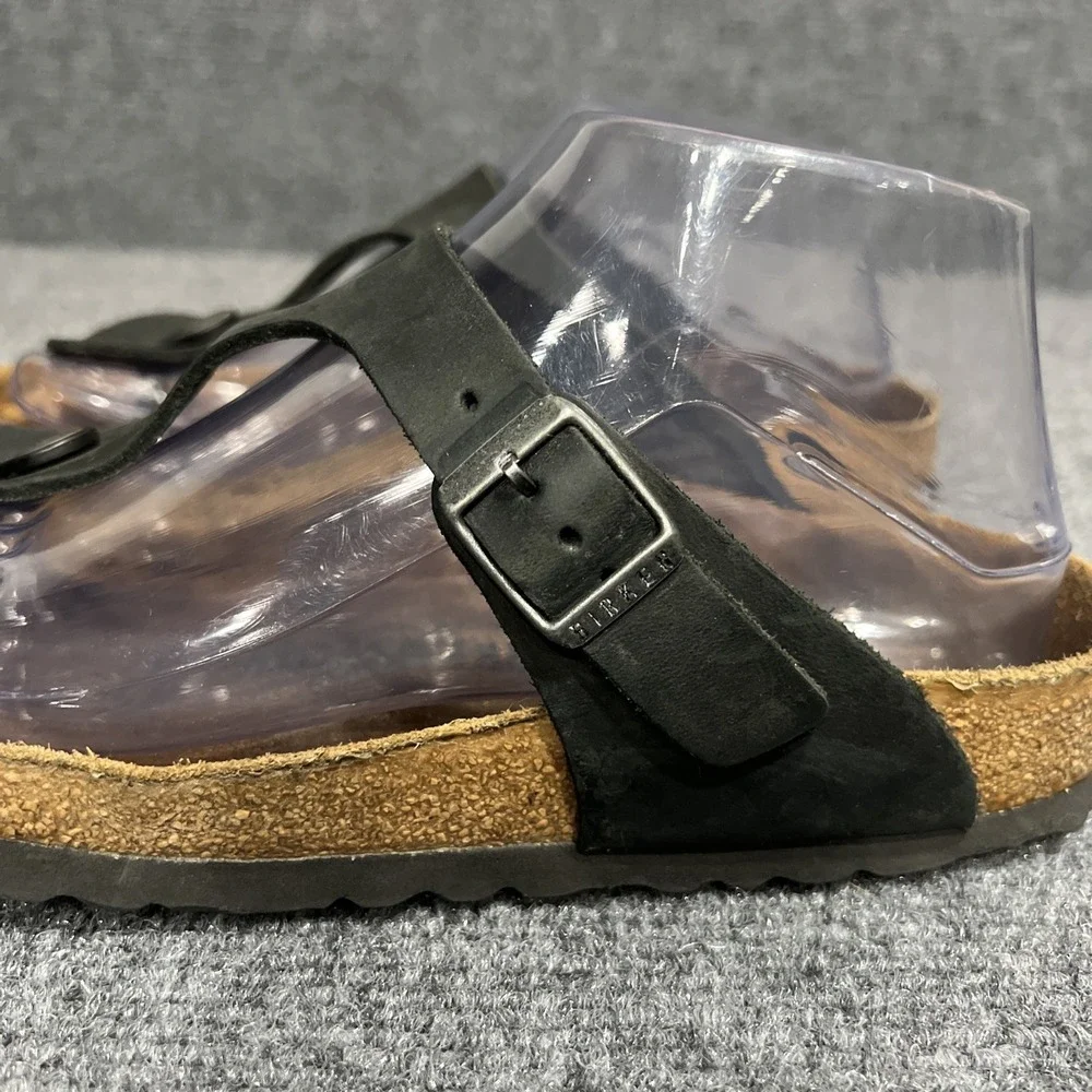 Birkenstock Gizeh Black Birko-Flor Thong Sandals Leather Womens Size 6-6.5 EU 37